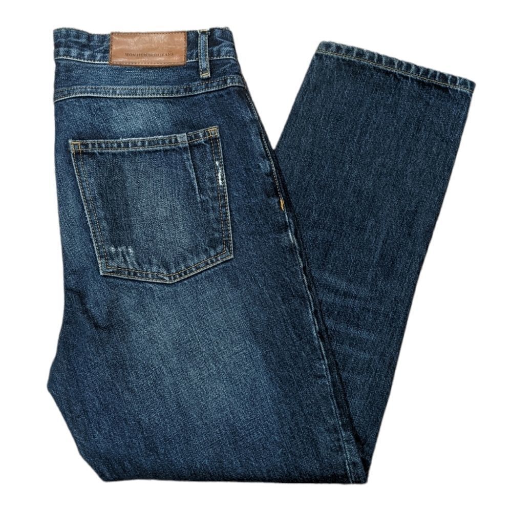 WON HUNDRED Women's High Rise Cropped Slightly Distressed Blue Jeans. Size 26.